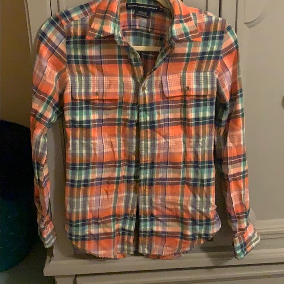 RALPH LAUREN | Orange Plaid Shirt - Picture 1 of 2